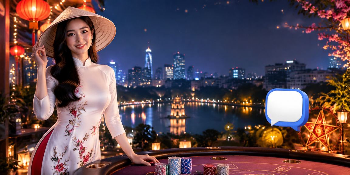 Người chơi đăng nhập ứng dụng cá cược tại Hà Nội với chiếc nón lá truyền thống